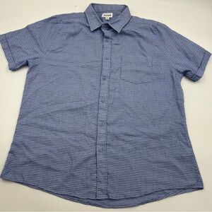 Men’s Haggar button down short sleeve soft patterned shirt. Size L. Blues